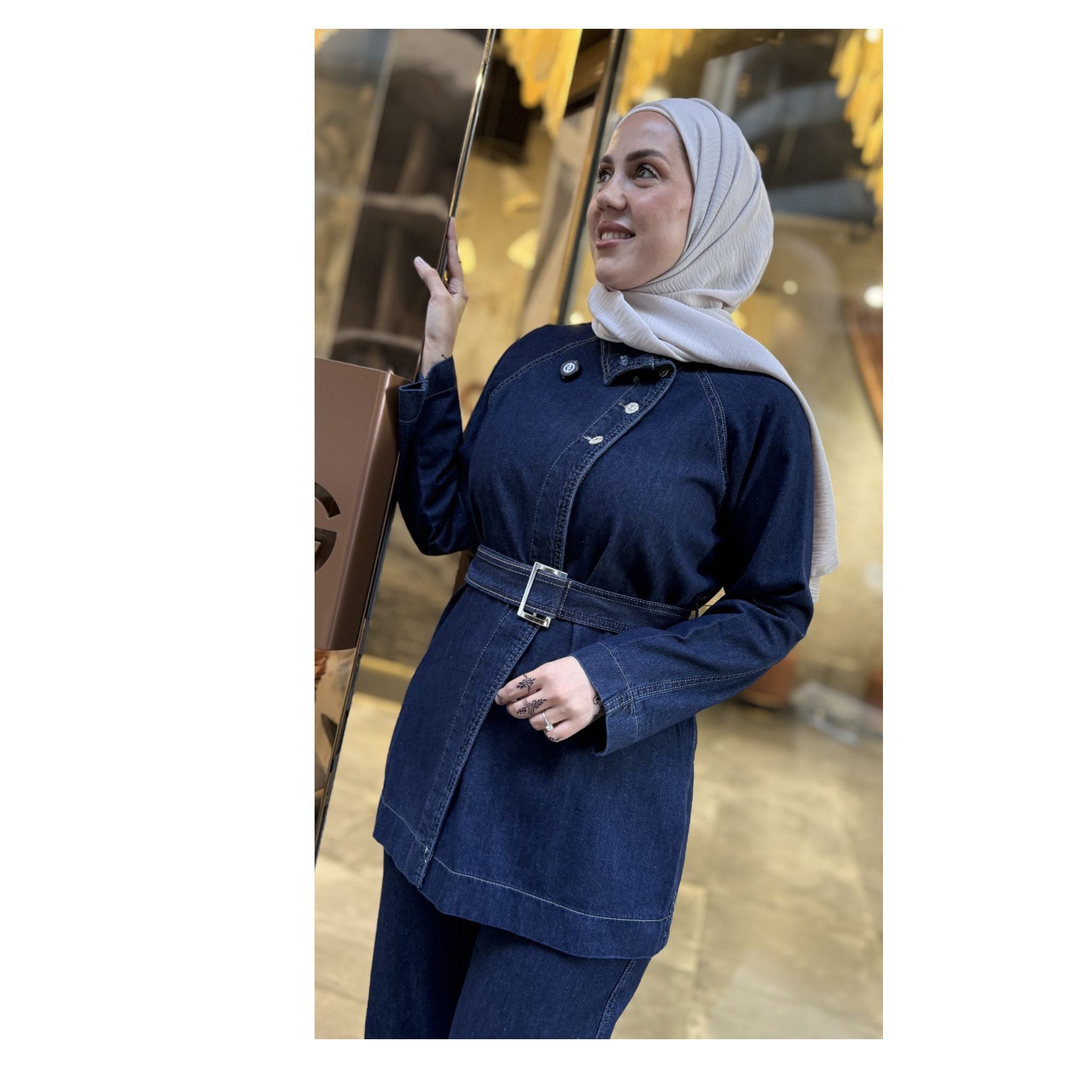 Soft Denim Belted Set