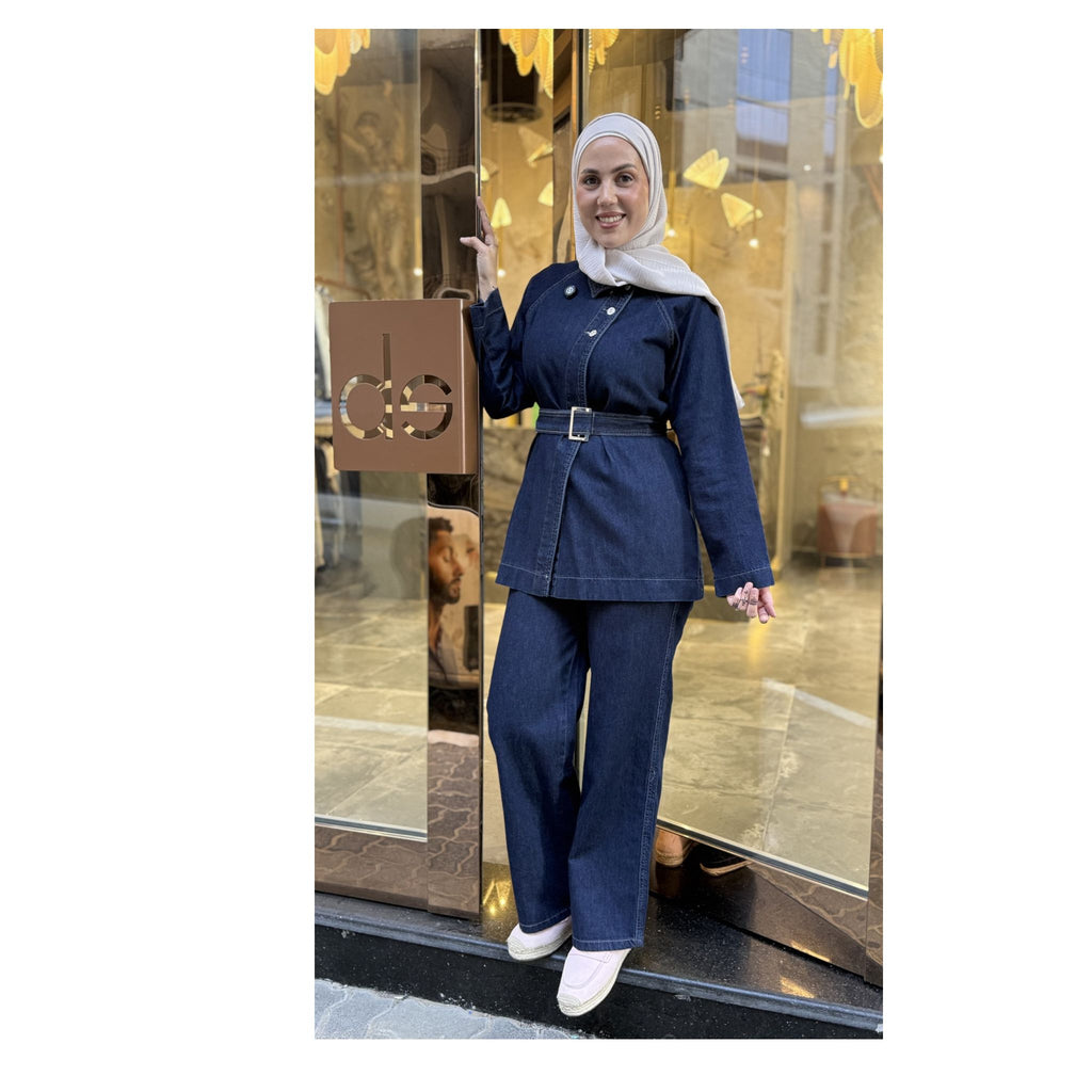 Soft Denim Belted Set