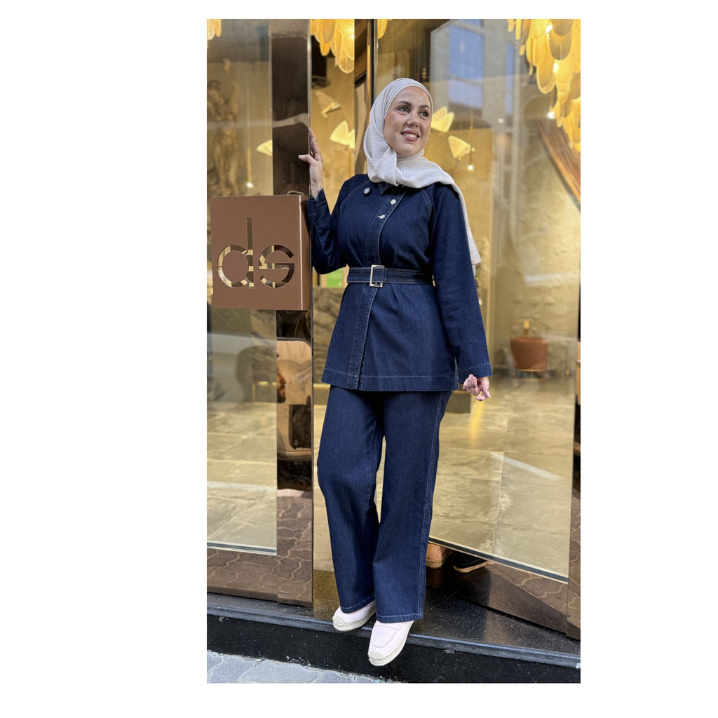 Soft Denim Belted Set