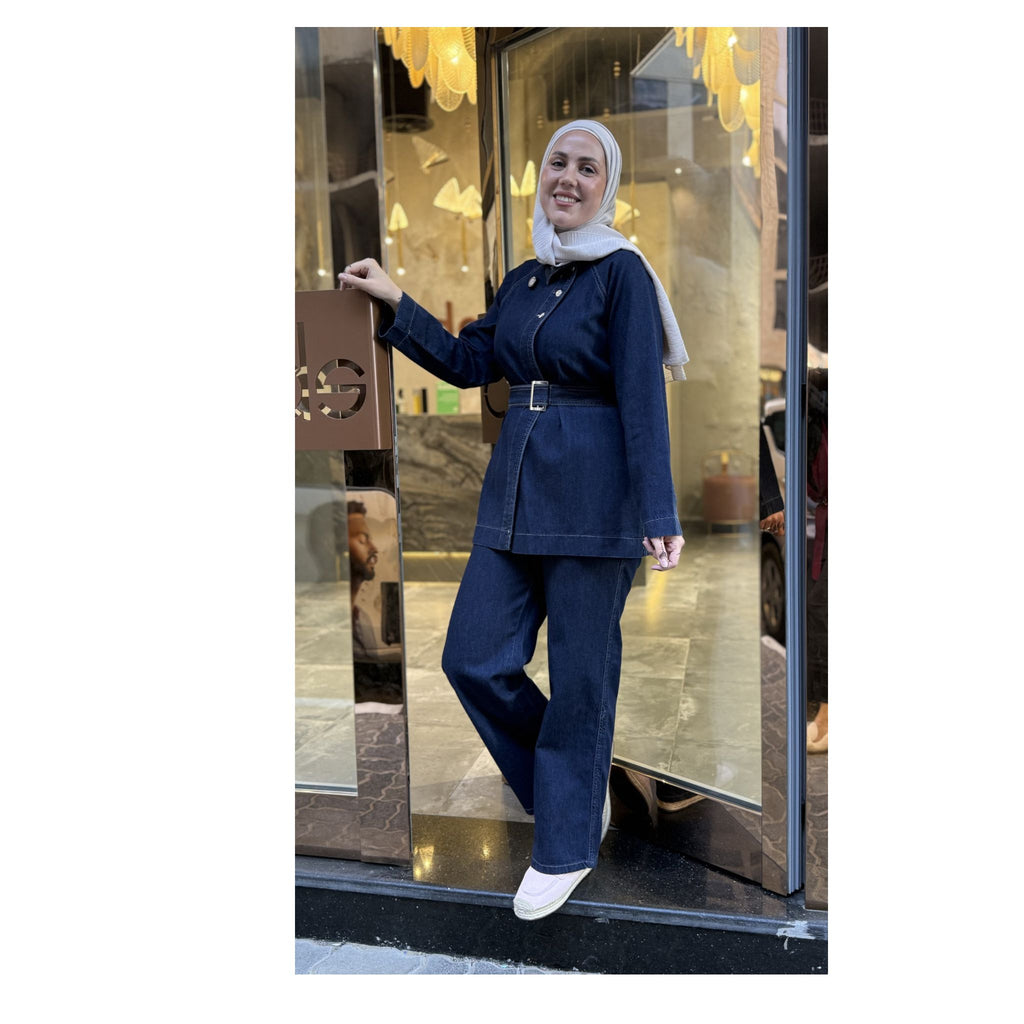 Soft Denim Belted Set