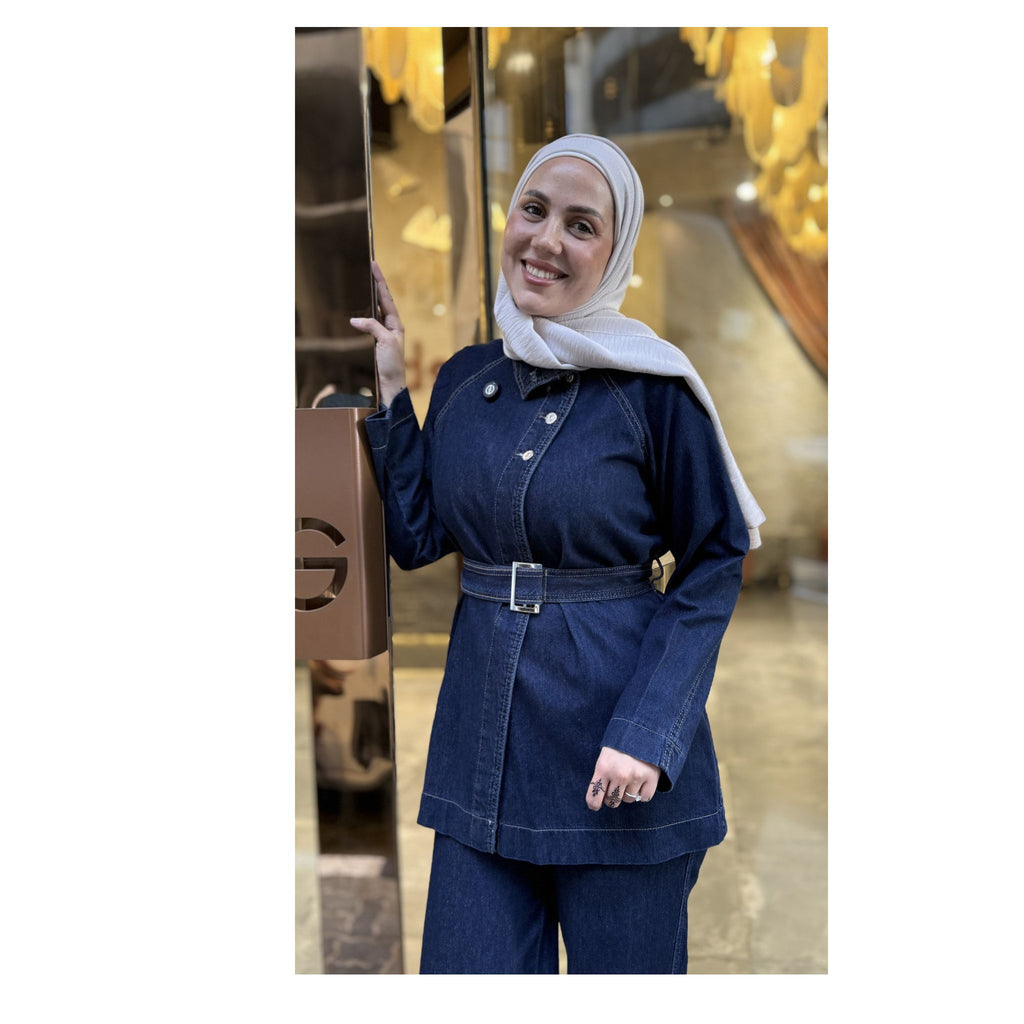 Soft Denim Belted Set