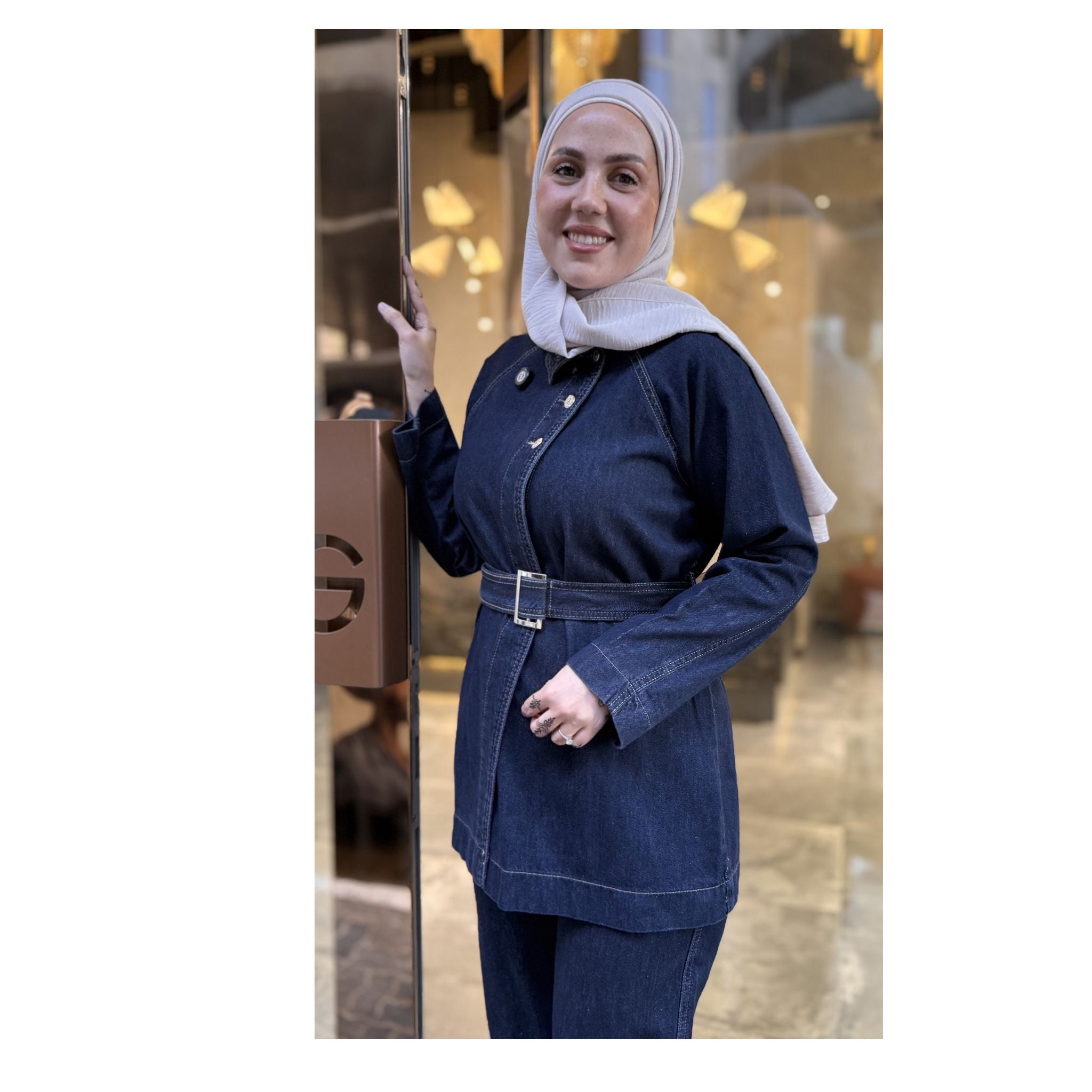 Soft Denim Belted Set